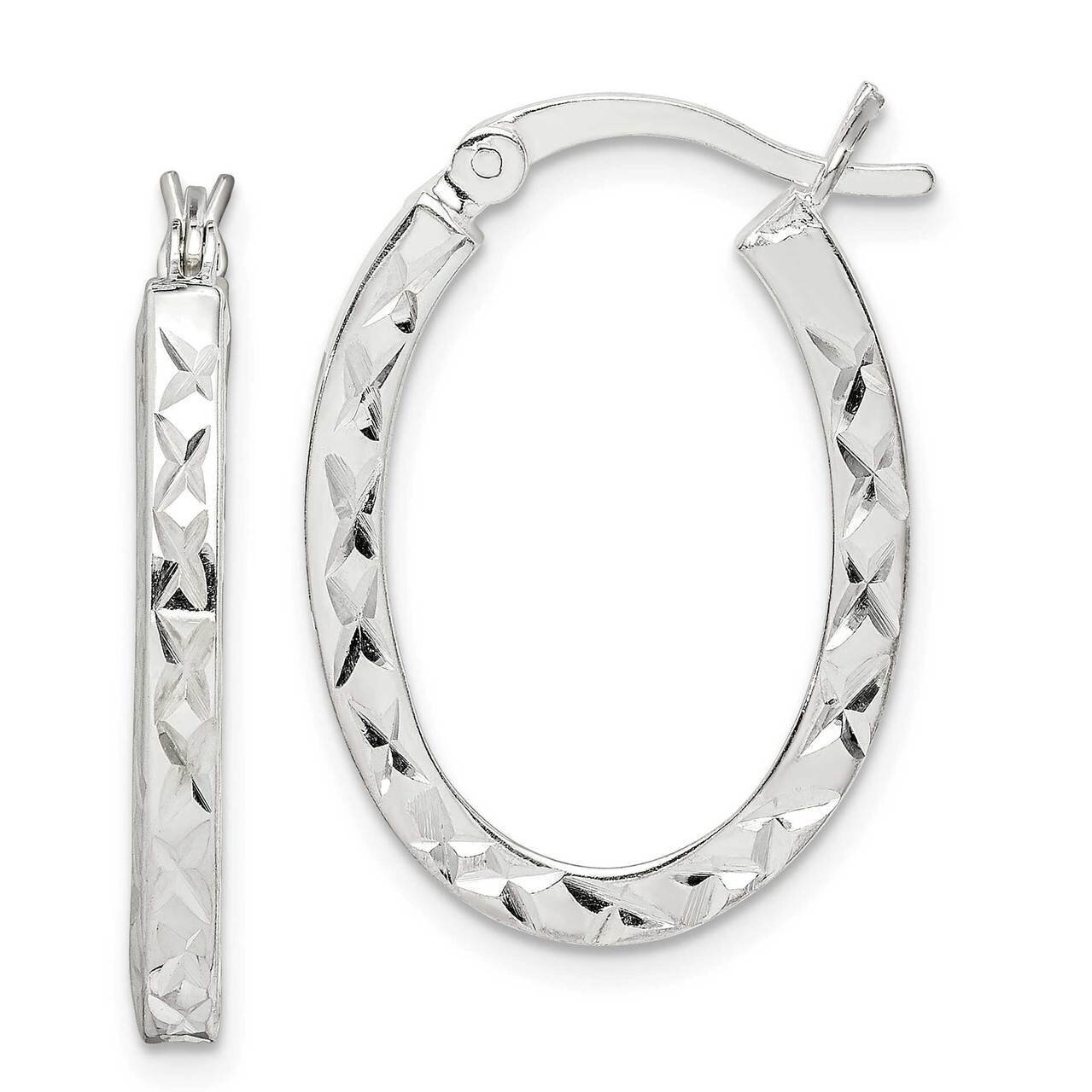 Hoop Earrings Sterling Silver Diamond Cut QE14120, MPN: QE14120, 886774113661