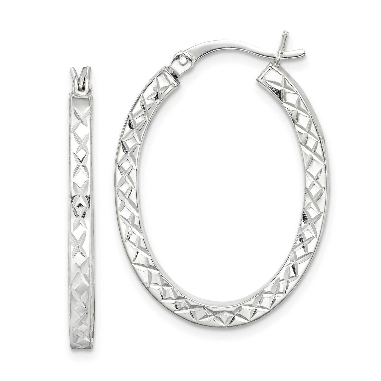 Hoop Earrings Sterling Silver Diamond Cut QE14121, MPN: QE14121, 886774115436