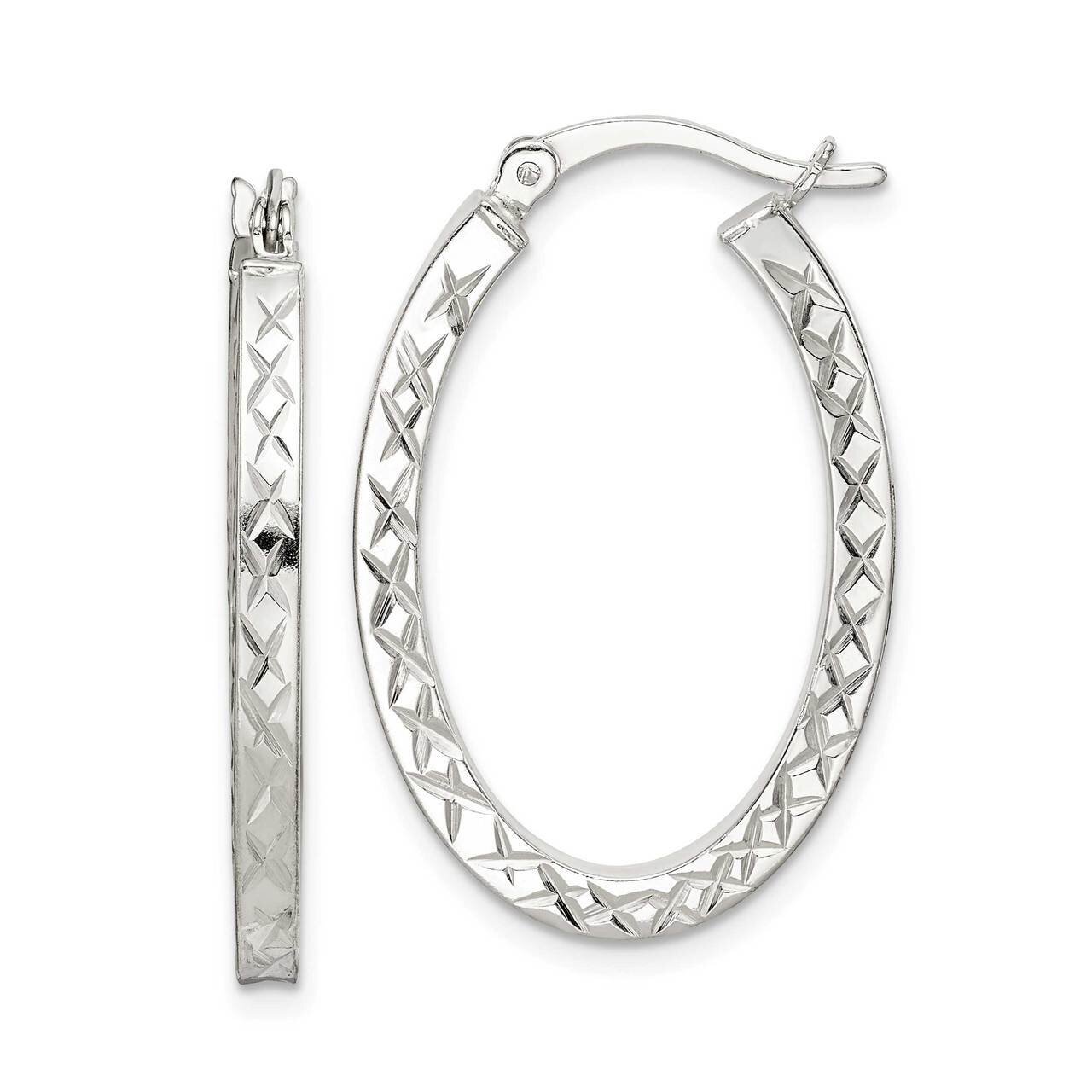 Hoop Earrings Sterling Silver Diamond Cut QE14122, MPN: QE14122, 883957962078