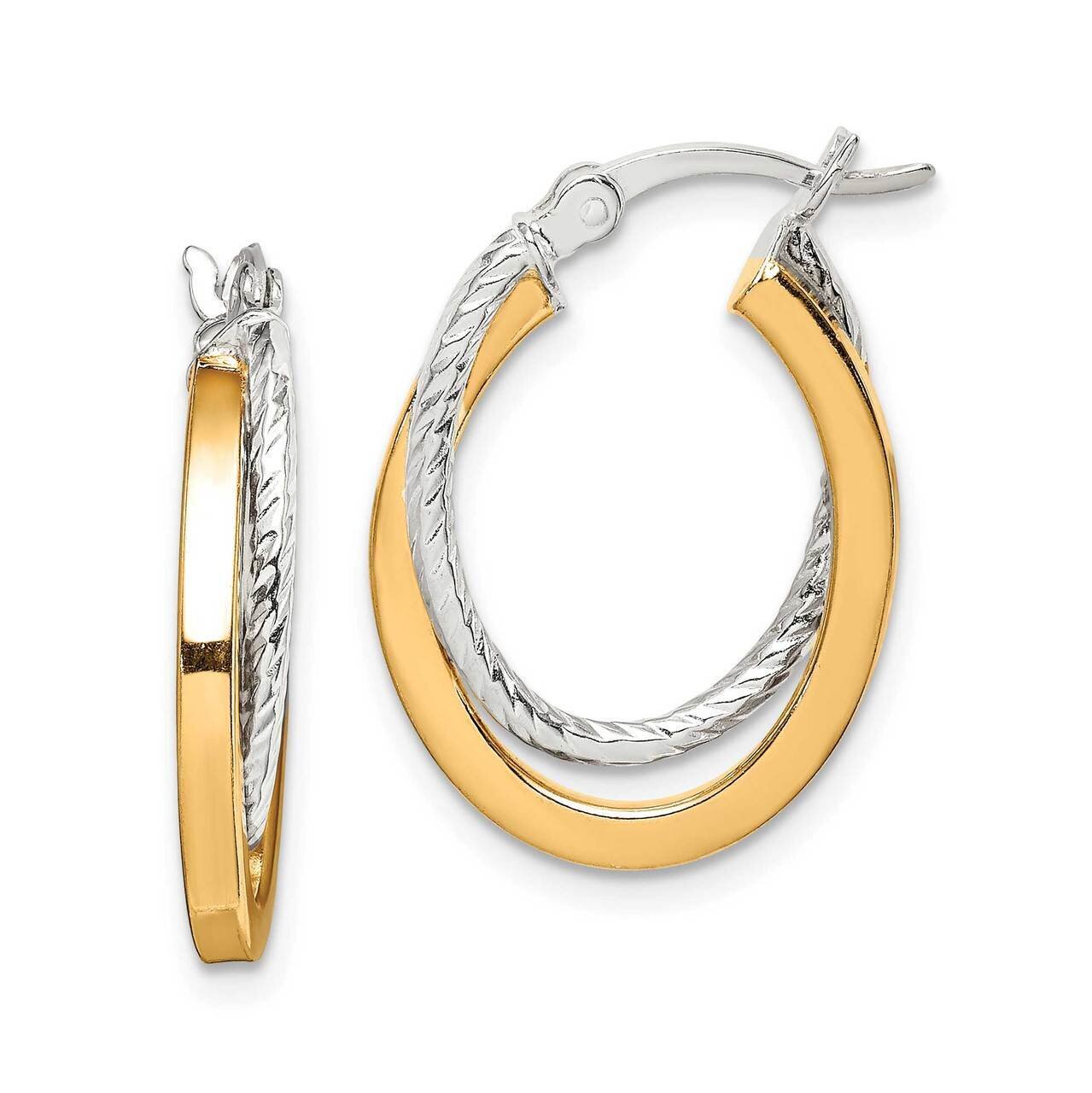 Gold Tone Twisted Hoop Earrings Sterling Silver QE14123, MPN: QE14123, 883957176079