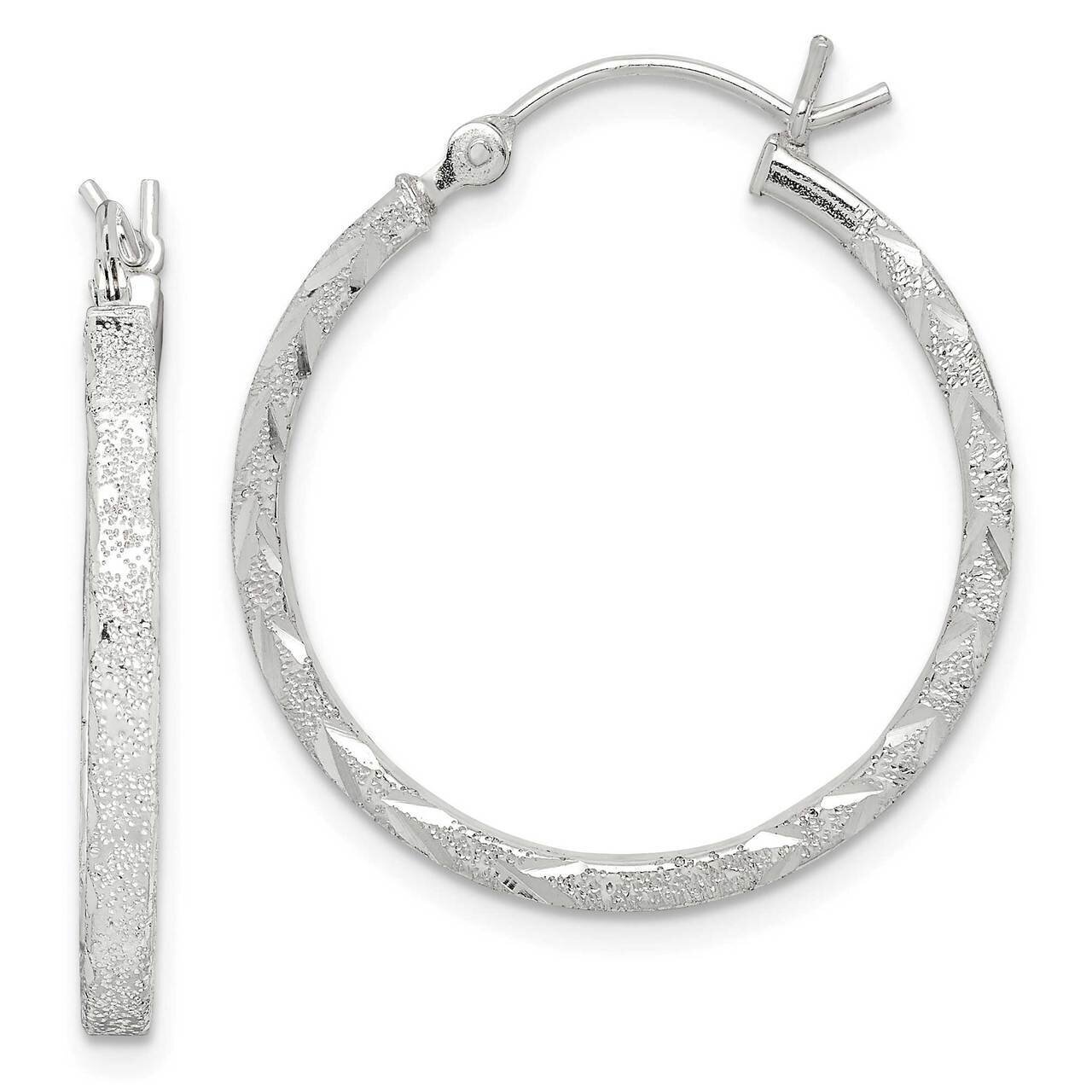 Hoop Earrings Sterling Silver Diamond Cut QE14125, MPN: QE14125, 883957934600