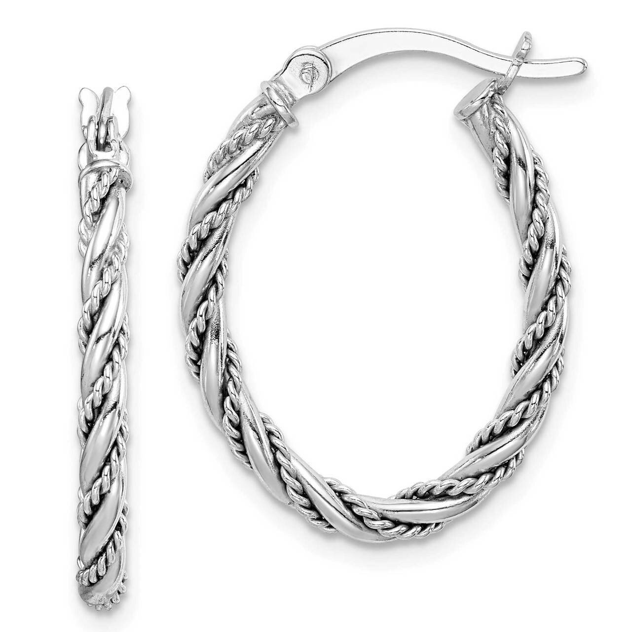 Twisted Hoop Earrings Sterling Silver Rhodium-plated QE14131, MPN: QE14131, 883957972060