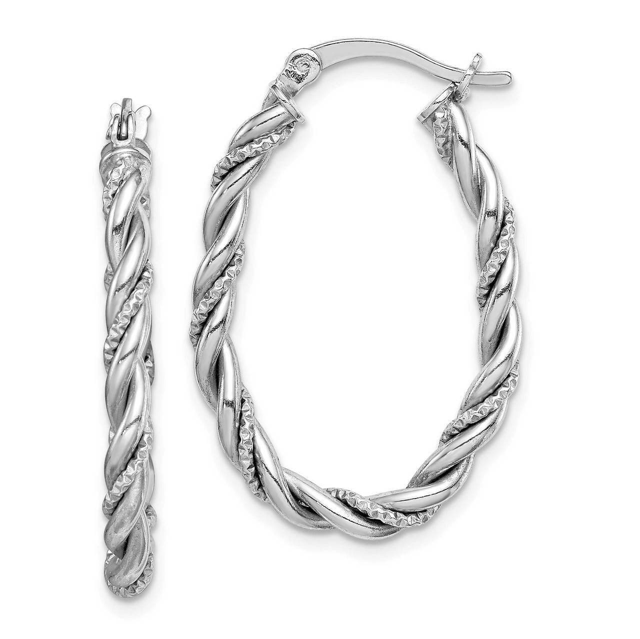 Twisted Hoop Earrings Sterling Silver Rhodium-plated QE14132