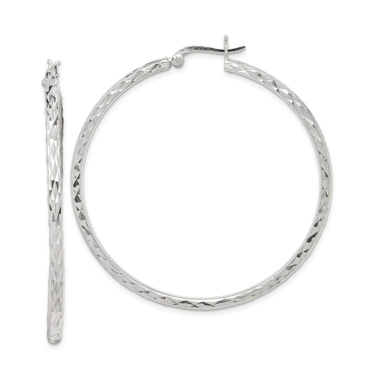 Fancy Diamond-cut Hoop Earrings Sterling Silver QE14138