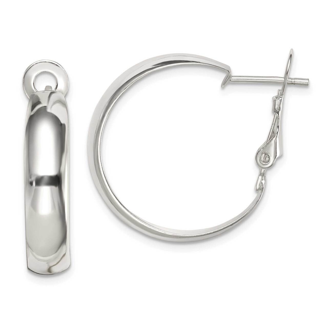 Omega Back Hoop Earrings Sterling Silver Polished QE14142, MPN: QE14142, 886774095660