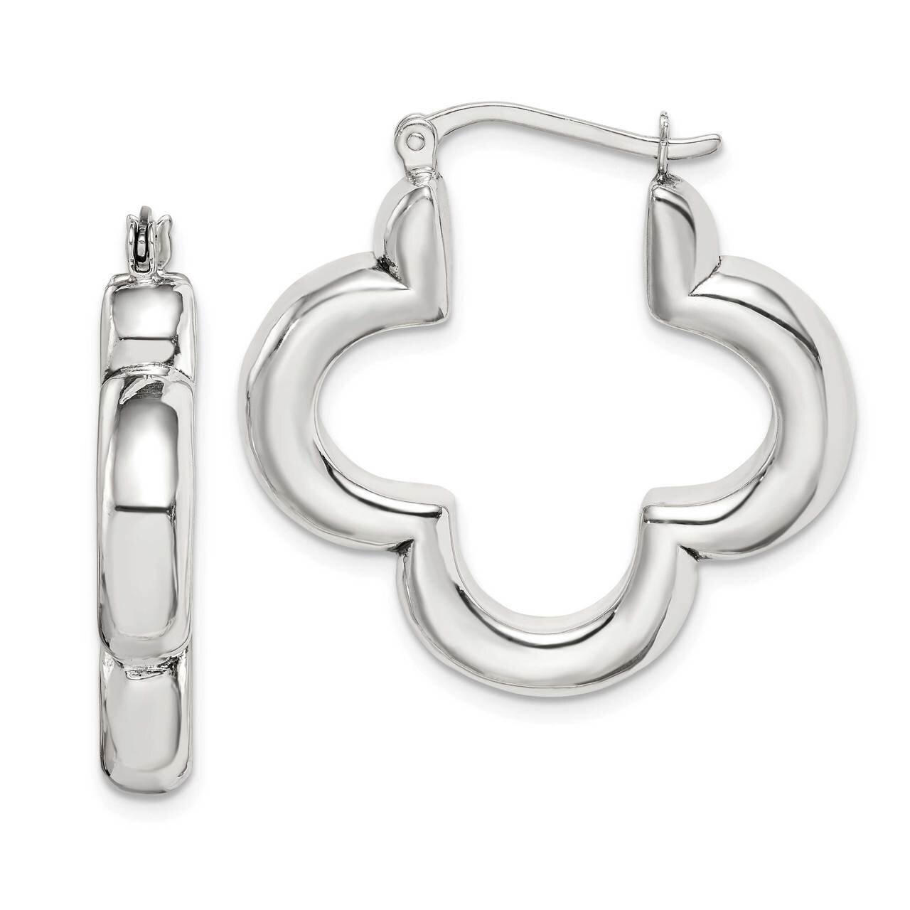 Clover Hoop Earrings Sterling Silver Polished QE14146, MPN: QE14146, 886774069708