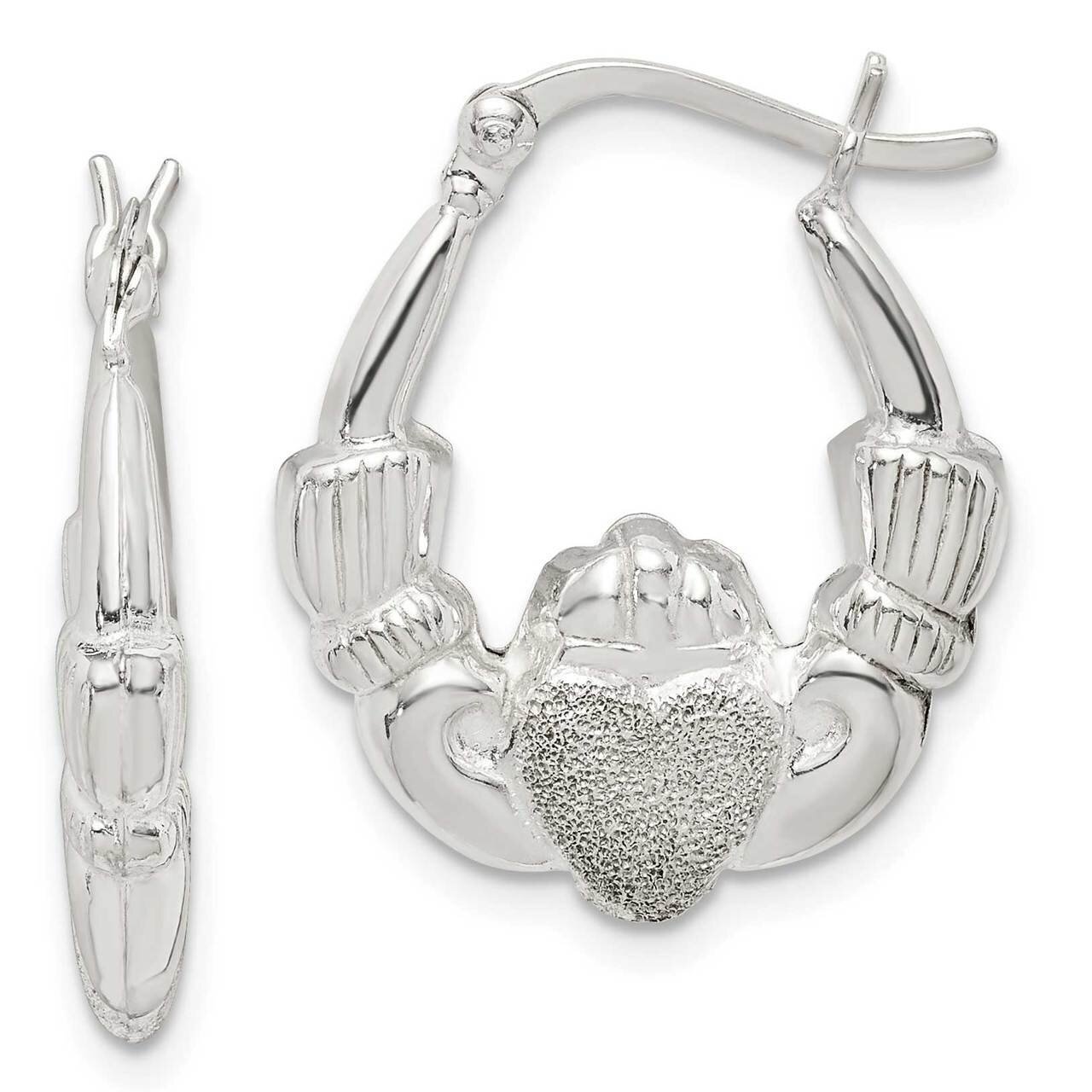 Laser Cut Claddagh Hoop Earrings Sterling Silver QE14157, MPN: QE14157, 883957934624