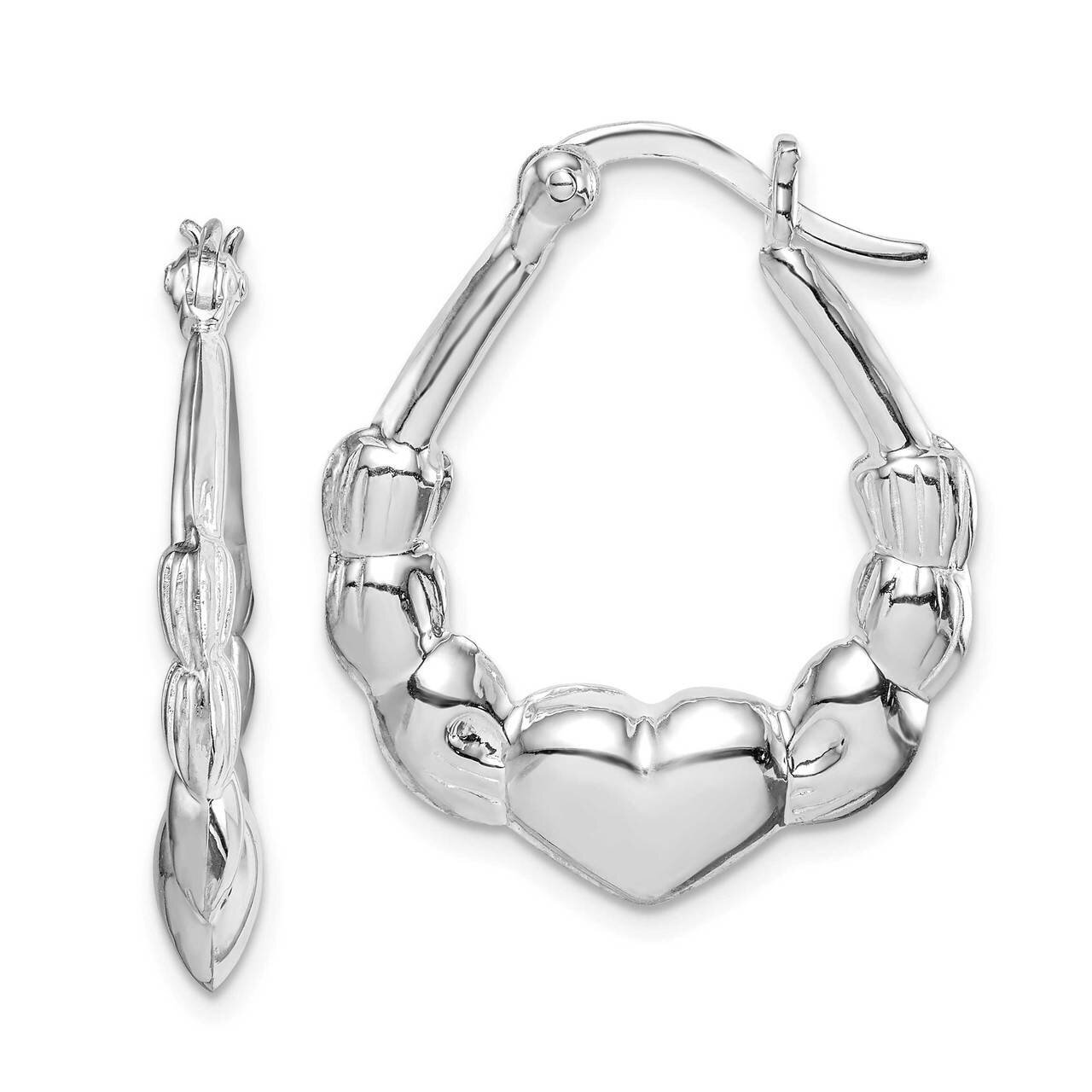 Claddagh Hoop Earrings Sterling Silver Rhodium Plated QE14158