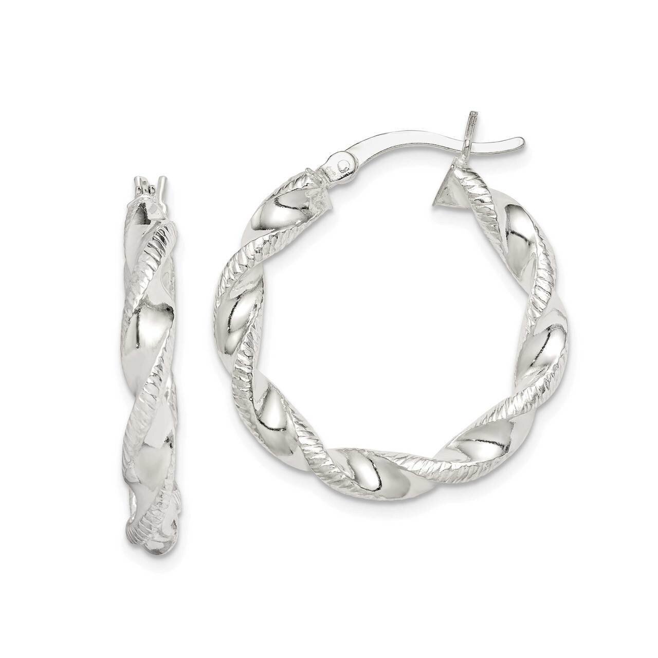Twisted &amp; Textured Hoop Earrings Sterling Silver QE14160, MPN: QE14160, 886774097671