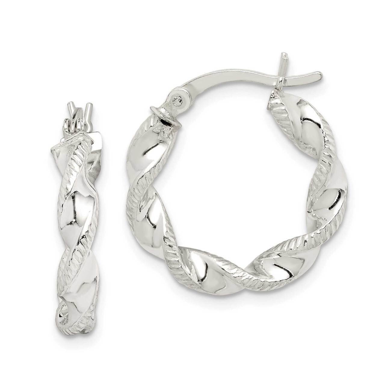 Twisted &amp; Textured Hoop Earrings Sterling Silver QE14165, MPN: QE14165, 886774003597