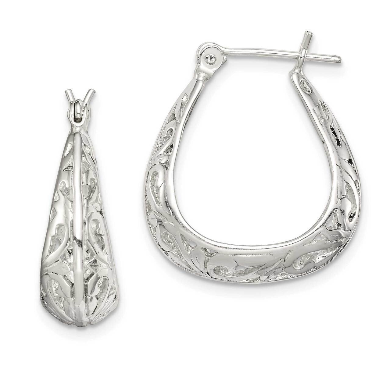 Swirl Design Hoop Earrings Sterling Silver Polished QE14171