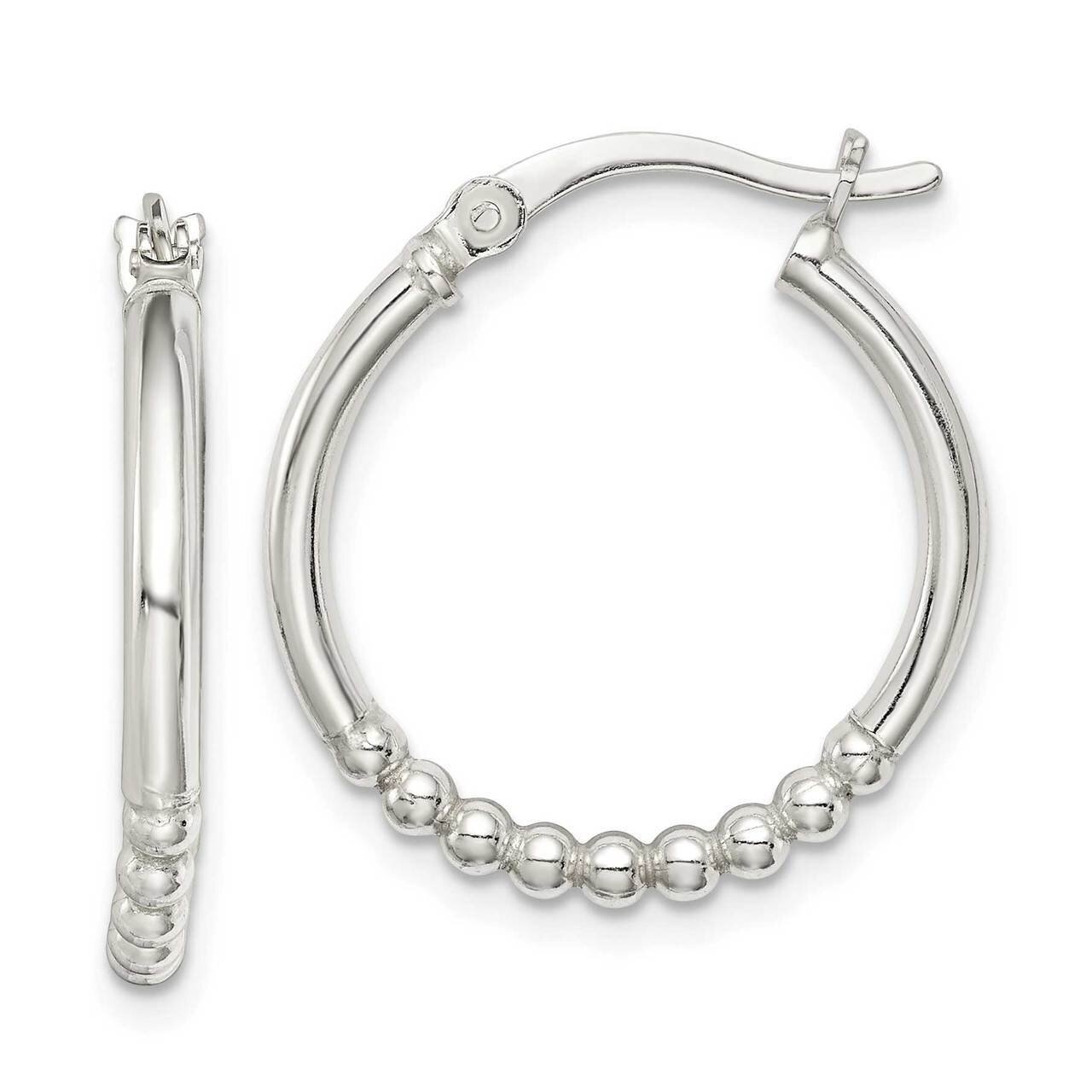 Beaded Hoop Earrings Sterling Silver QE14172, MPN: QE14172, 886774118093
