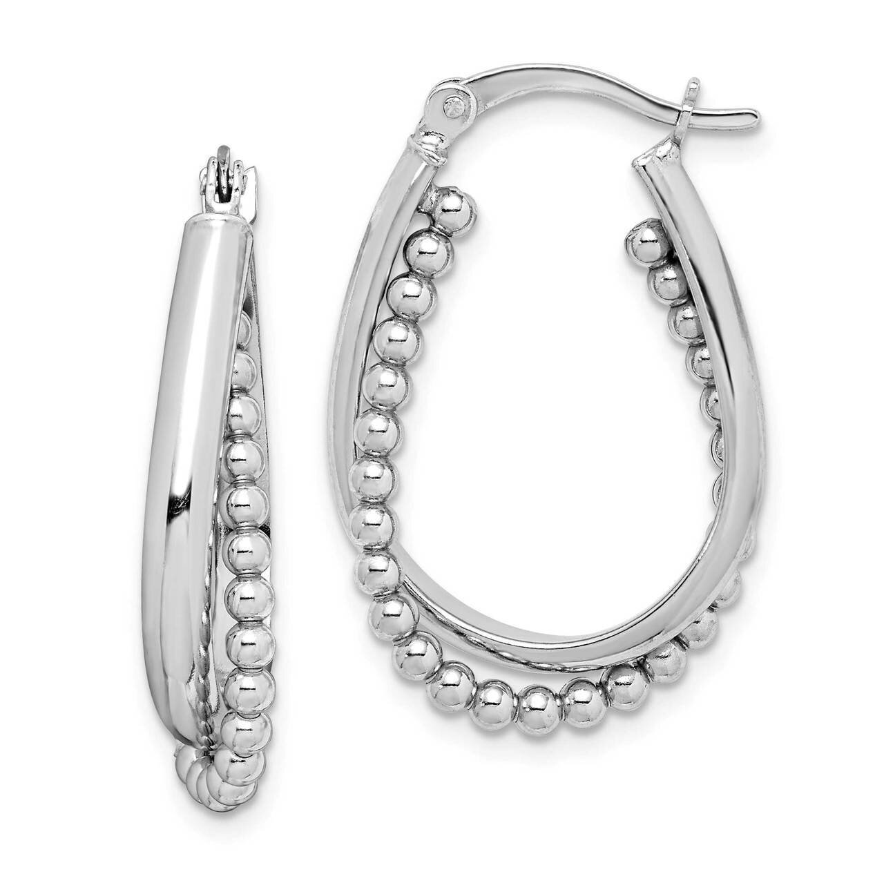 Beaded Hoop Earrings Sterling Silver Rhodium-plated QE14174, MPN: QE14174, 883957939704