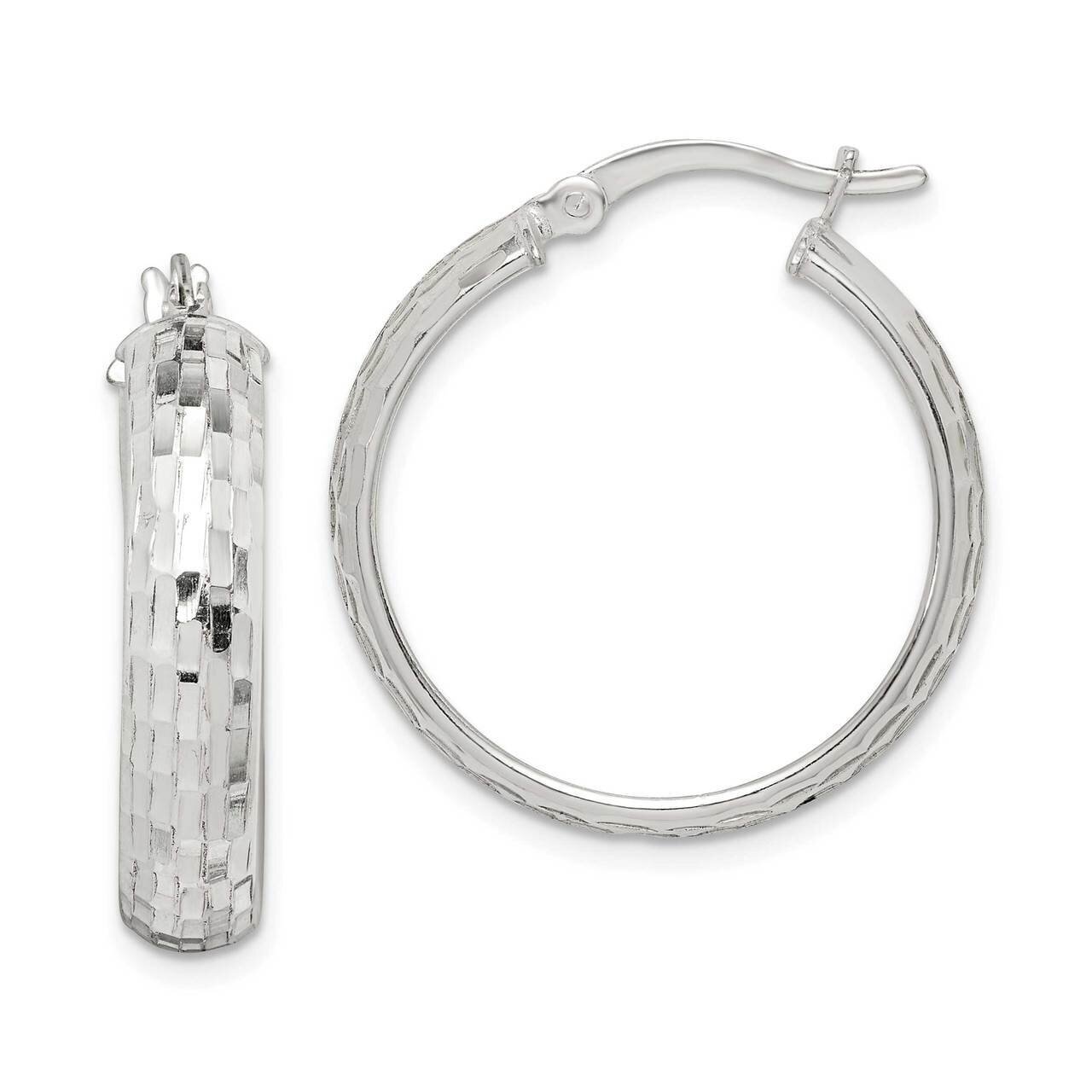 Hoop Earrings Sterling Silver Textured QE14180, MPN: QE14180, 883957625034