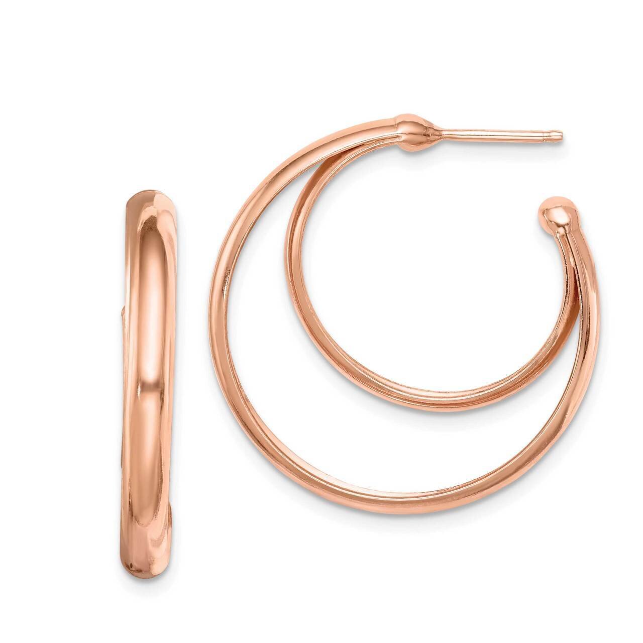 Rose Gold-plated 28x3.5 Hoop Post Earrings Sterling Silver Rhodium-plated QE14182, MPN: QE14182, 88…