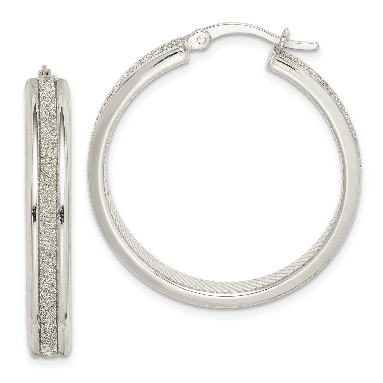 Glitter Infused Hoop Earrings Sterling Silver QE14183, MPN: QE14183, 883957934648