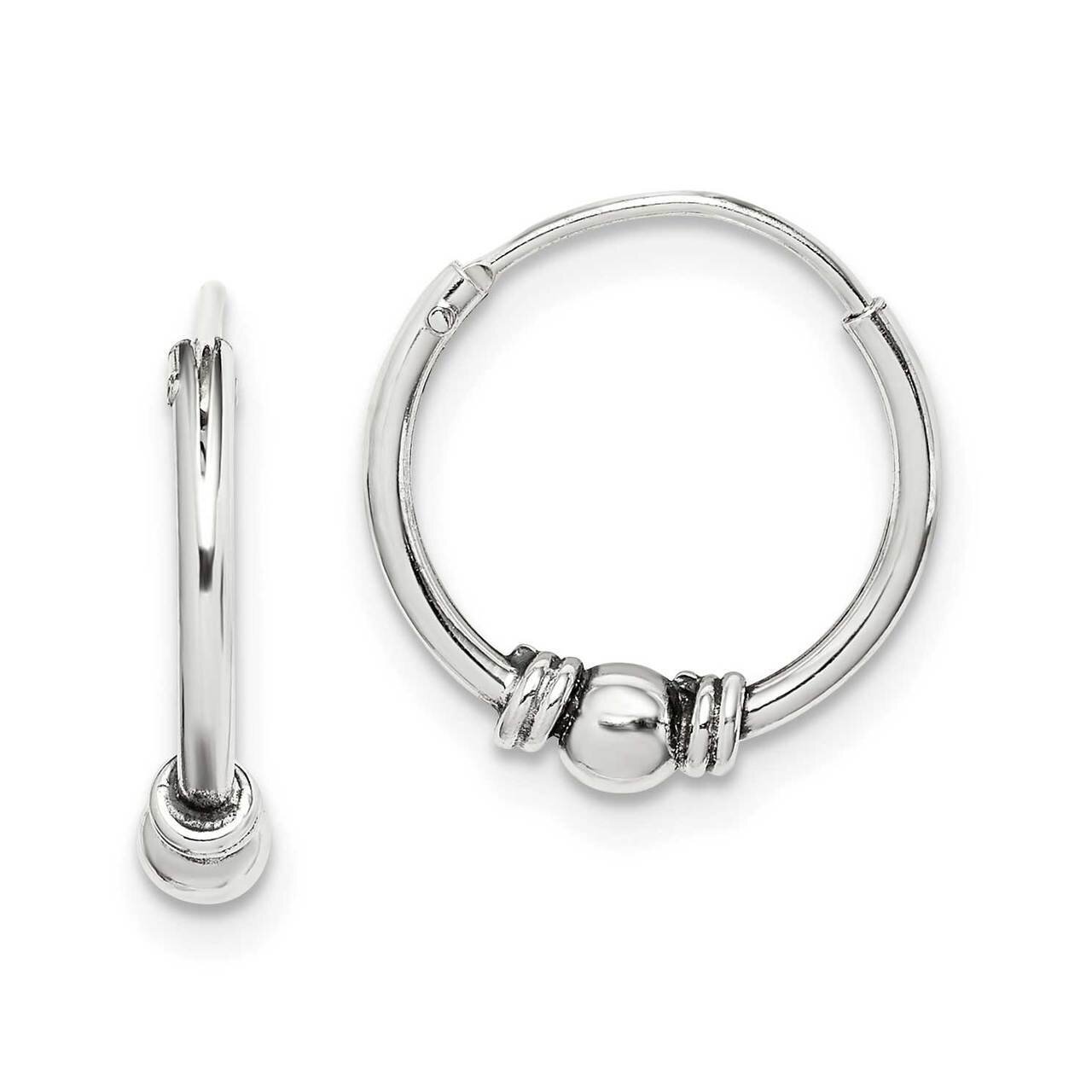 Beaded Hoop Earrings Sterling Silver Antiqued QE14200, MPN: QE14200, 886774022574