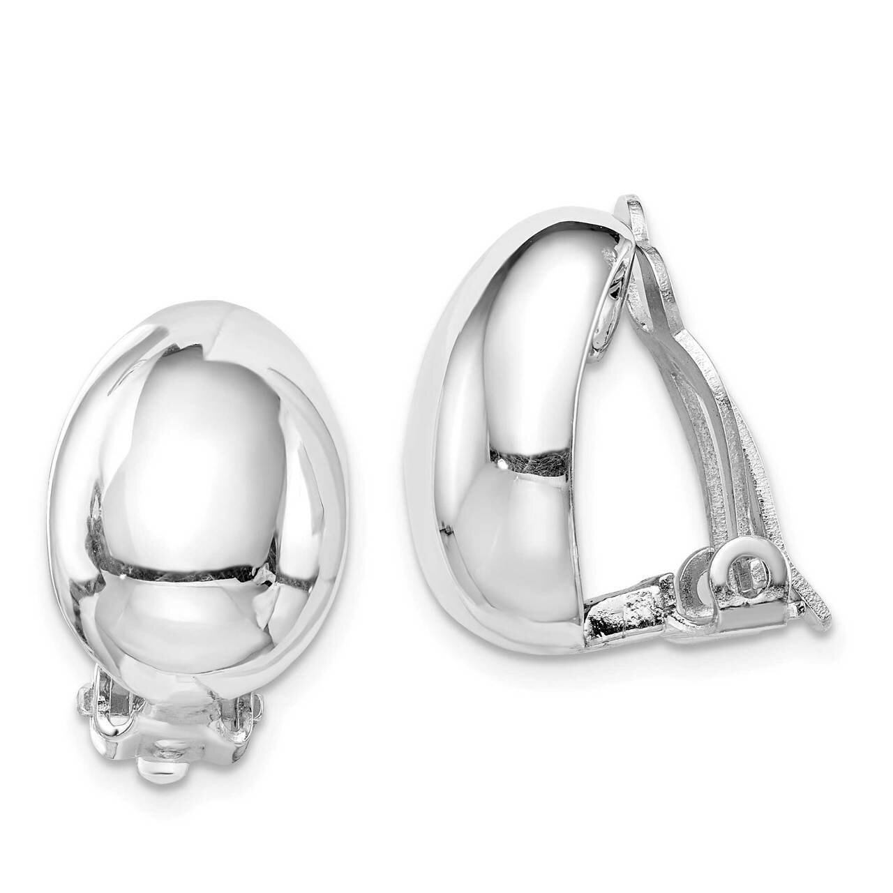 Polished Oval Clip On Earrings Sterling Silver Rhodium-plated QE14212, MPN: QE14212, 883957962931