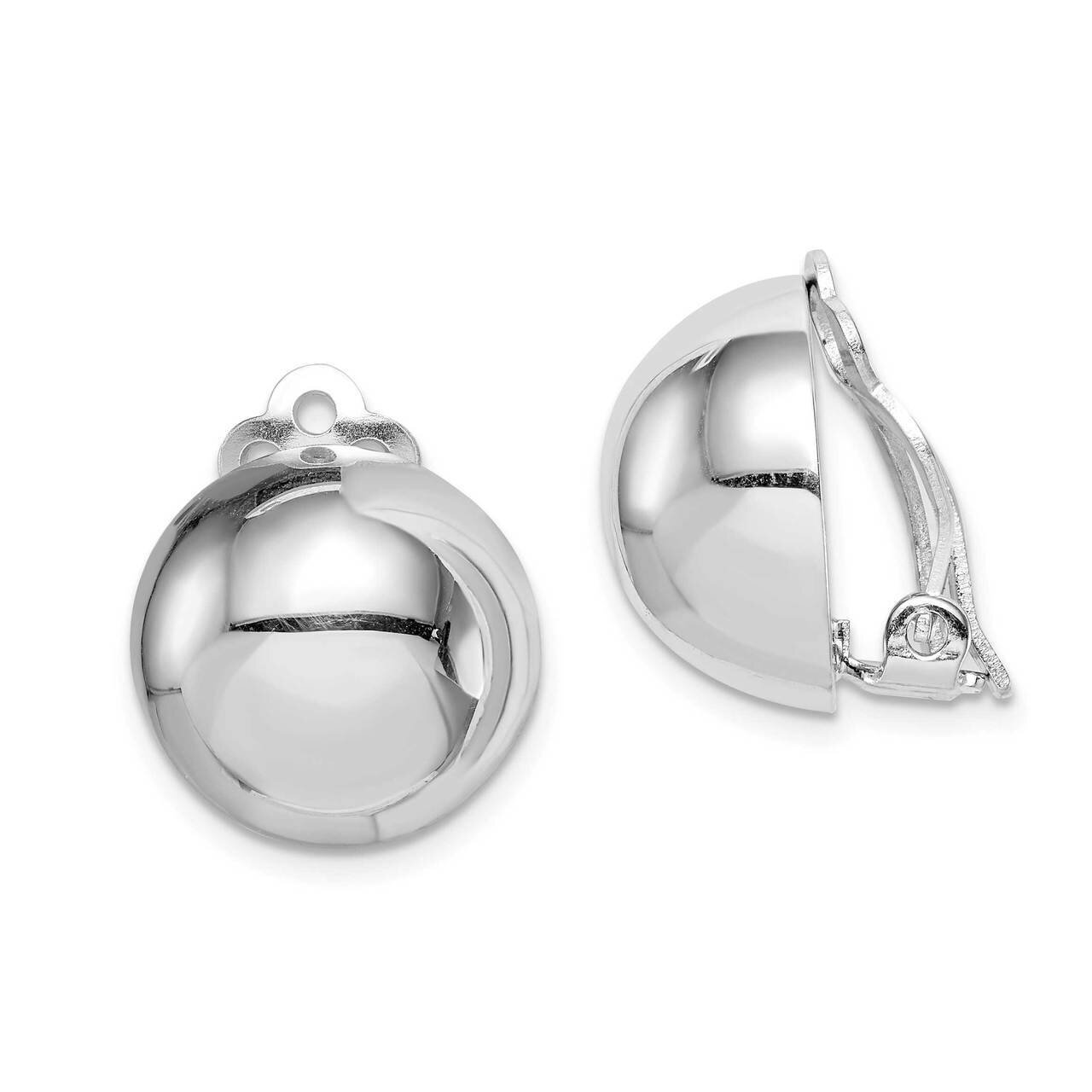 Polished Circle Clip On Earrings Sterling Silver Rhodium-plated QE14213, MPN: QE14213, 886774071732