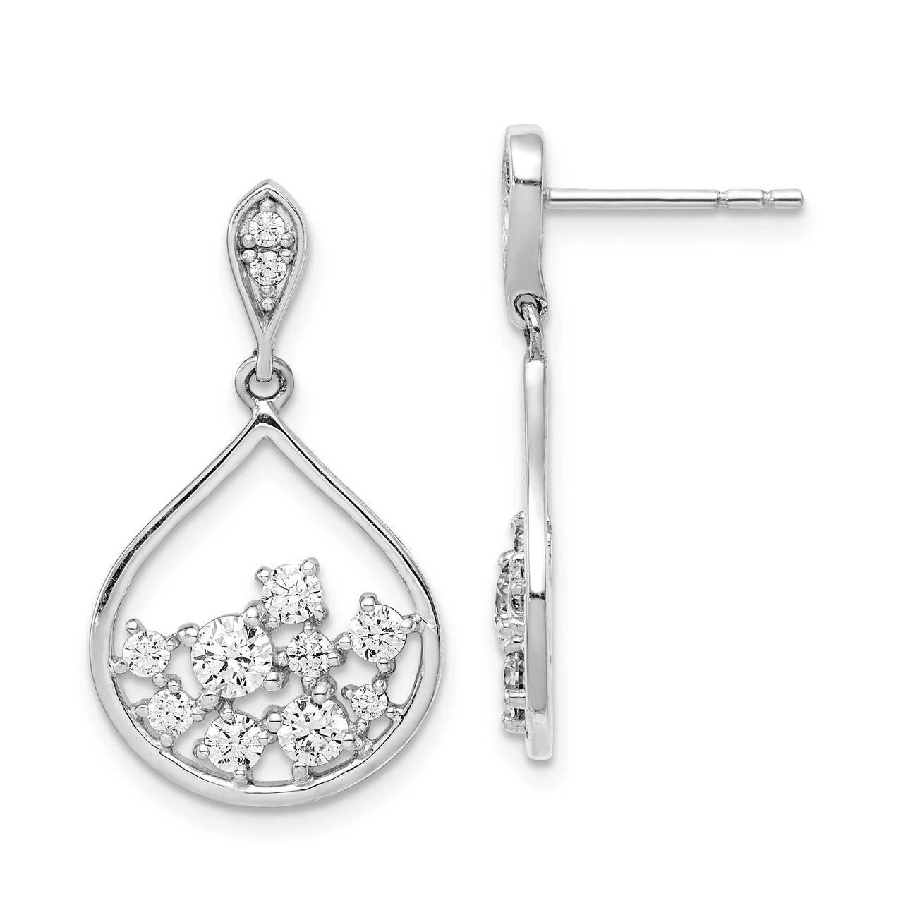 Dangle Earrings Sterling Silver Rhodium Plated CZ Diamond QE14241, MPN: QE14241, 883957956091