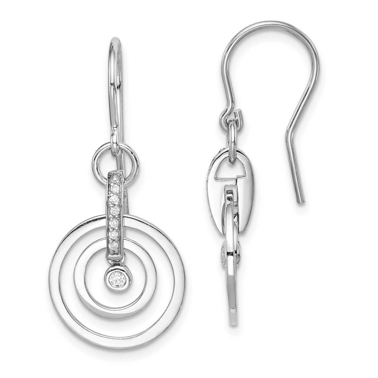 2-Circle Dangle Earrings Sterling Silver Rhodium-plated CZ Diamond QE14243, MPN: QE14243, 883957919…