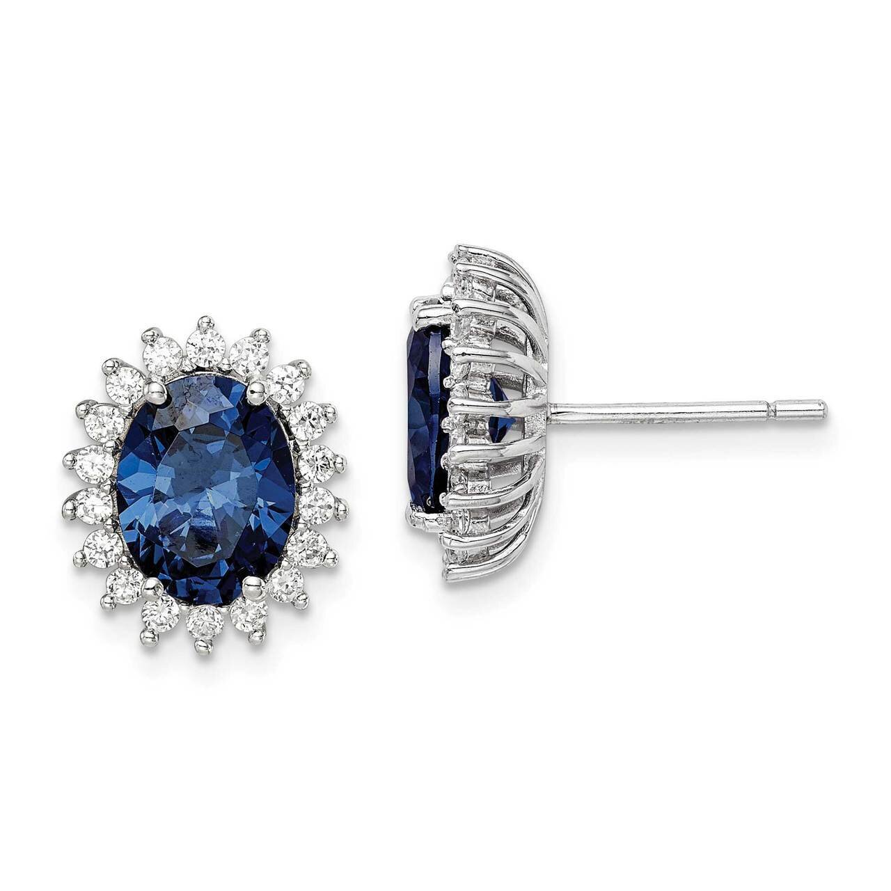 Blue &amp; Clear Post Earring Sterling Silver CZ Diamond QE14260, MPN: QE14260, 883957940342