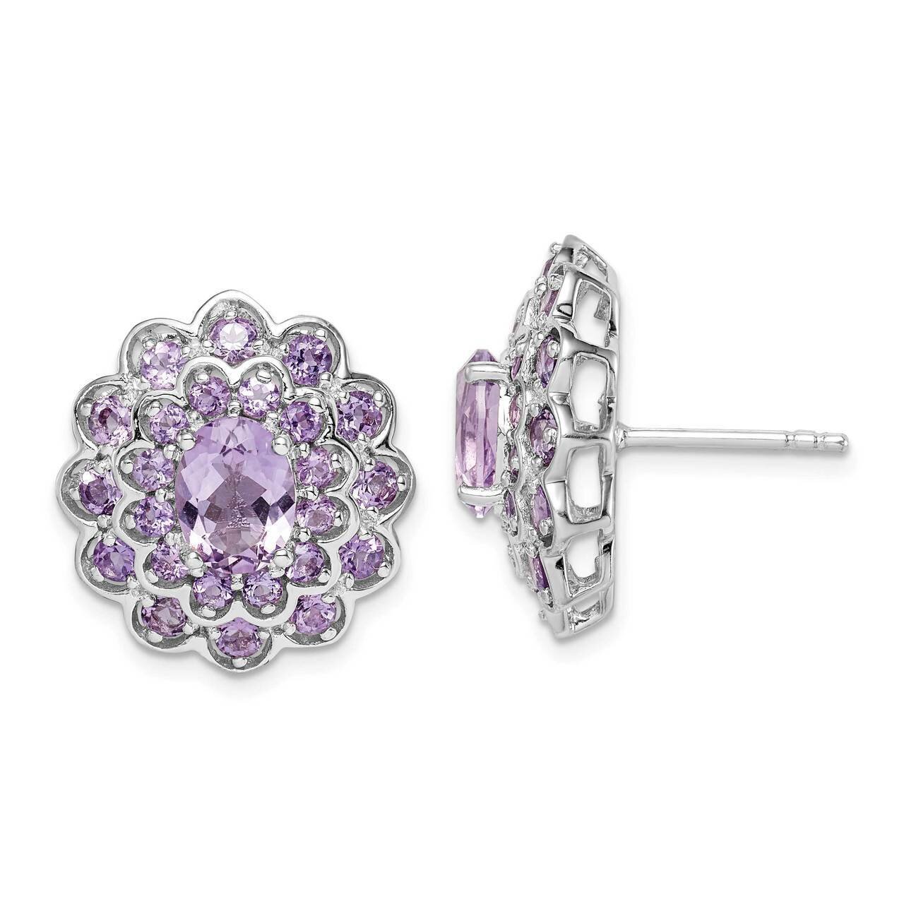 8x6 Oval Center Amethyst Post Earrings Sterling Silver Rhodium-plated QE14270, MPN: QE14270, 191101…
