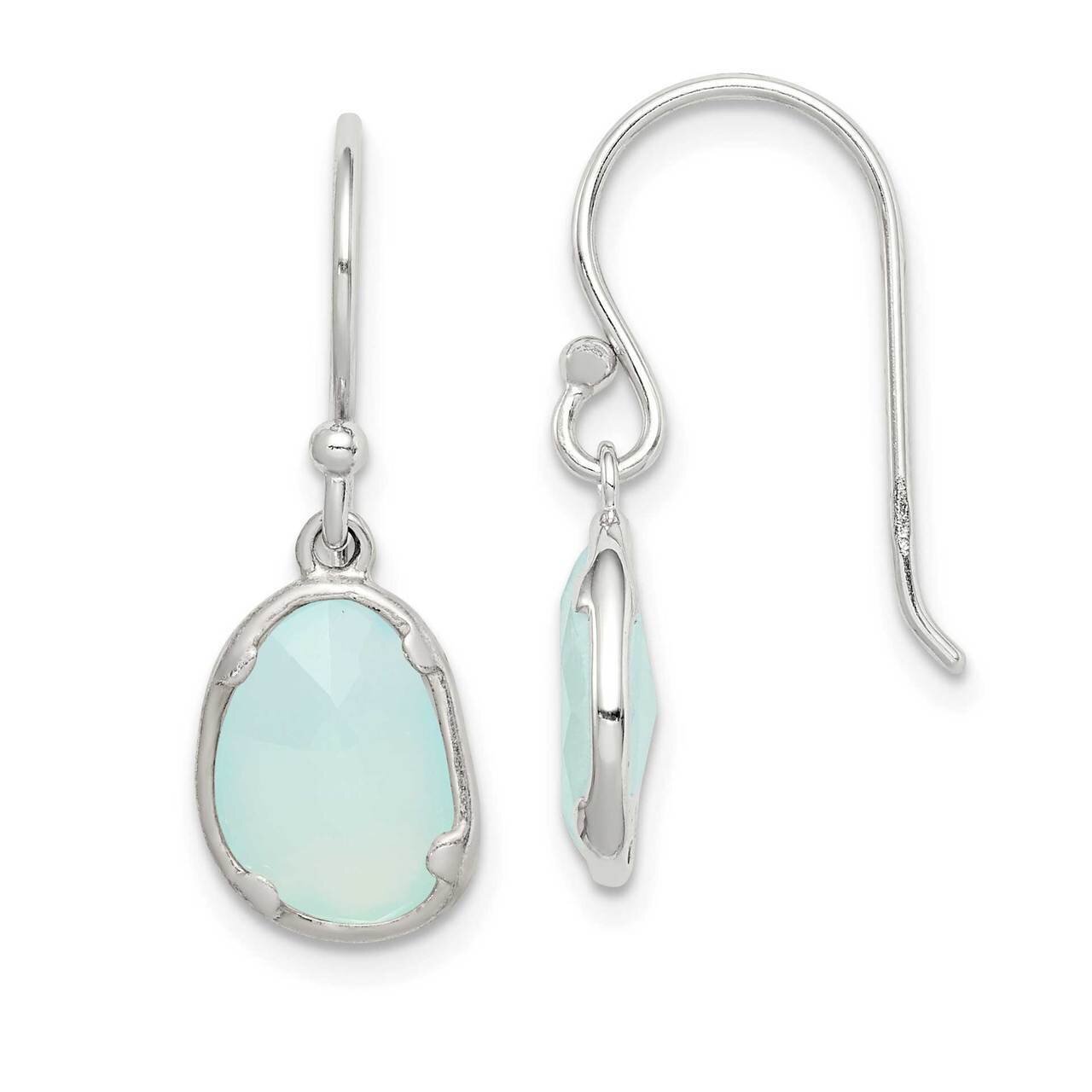 Blue Chalcedony Dangle Earrings Sterling Silver QE14273