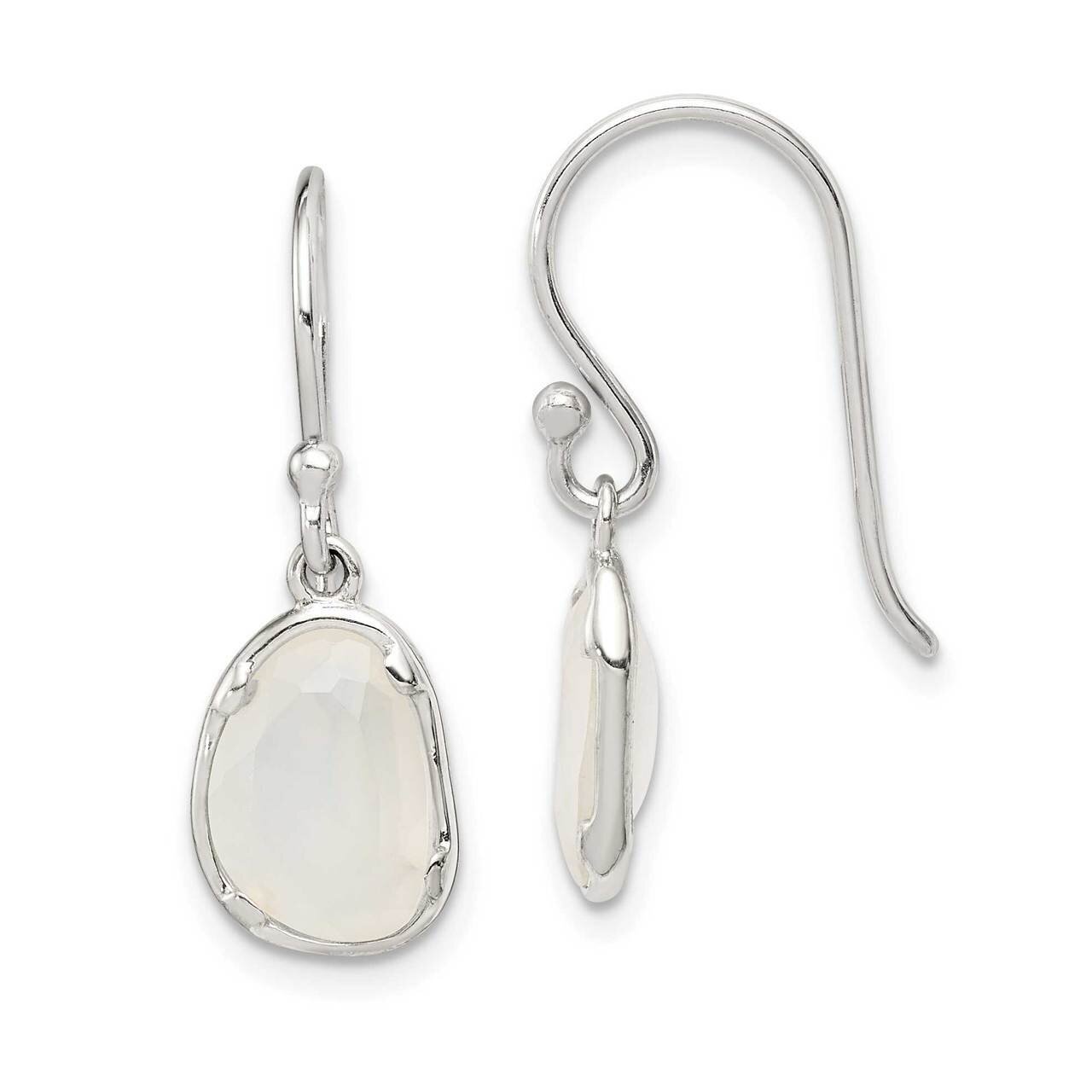 White Chalcedony Dangle Earrings Sterling Silver QE14275, MPN: QE14275, 886774016832