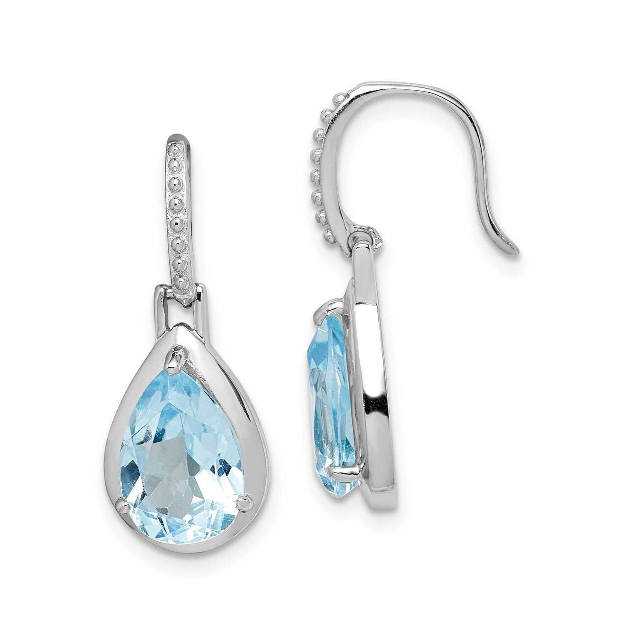 Blue Topaz Teardrop Dangle Earrings Sterling Silver Rhodium-plated QE14284