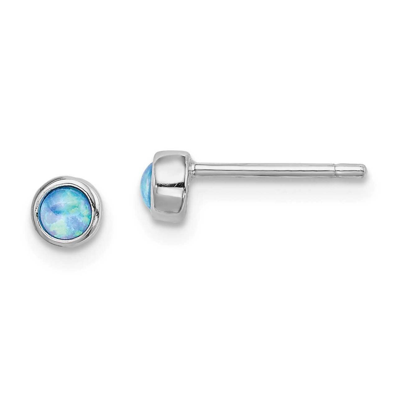 4mm Imitation Opal Round Post Earrings Sterling Silver Rhodium-plated QE14305, MPN: QE14305, 886774…