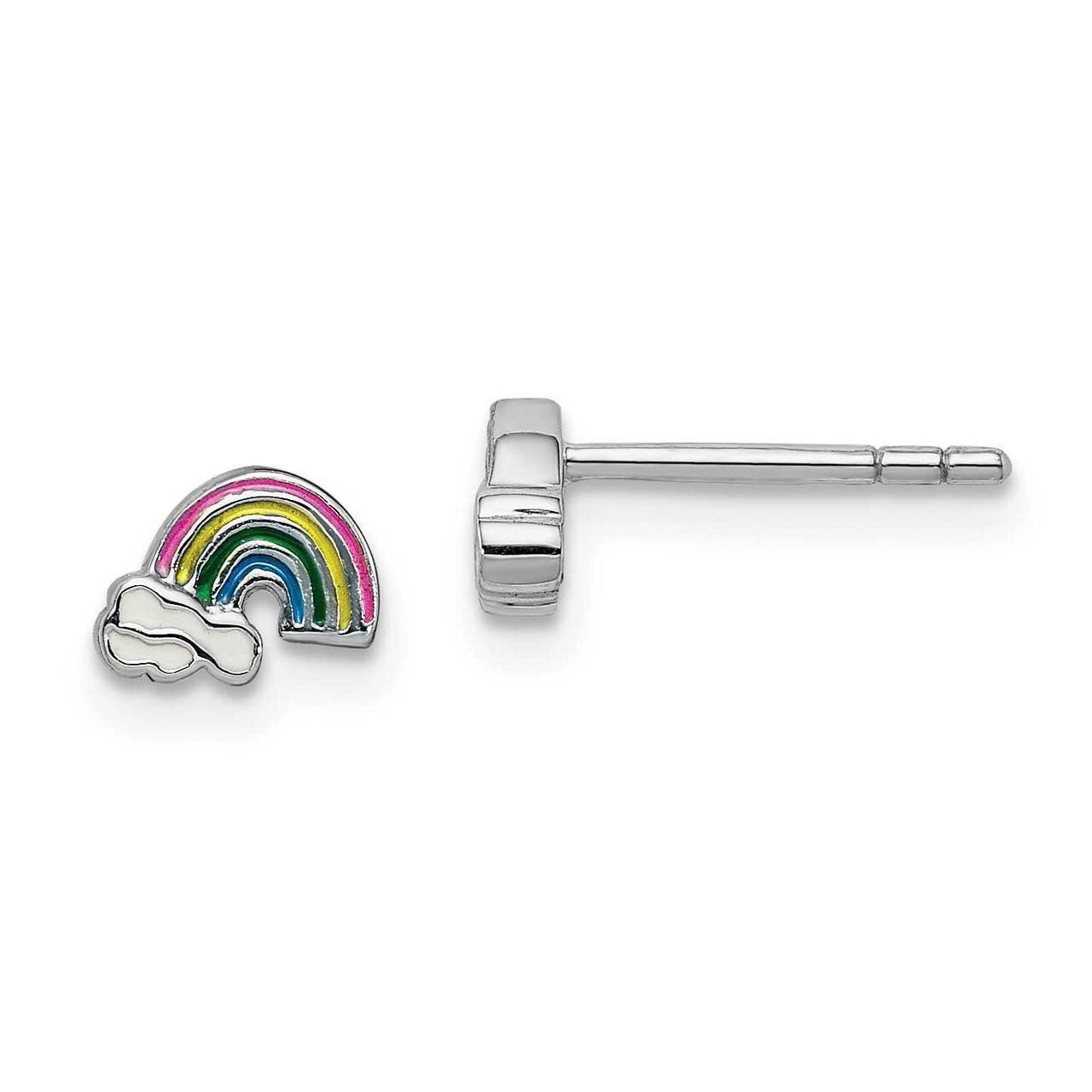 Childs Enameled Rainbow Post Earrings Sterling Silver Rhodium-plated QE14355
