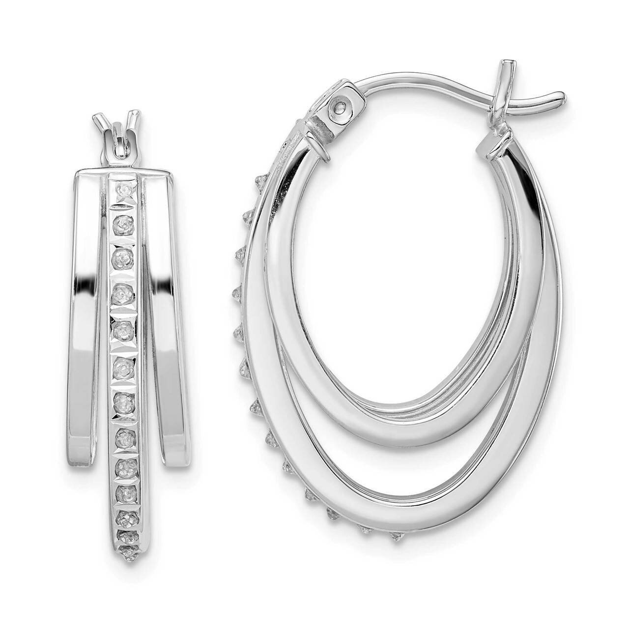 Diamond Mystique Platinum-plated Diamond J Hoop Earrings Sterling Silver QE14387