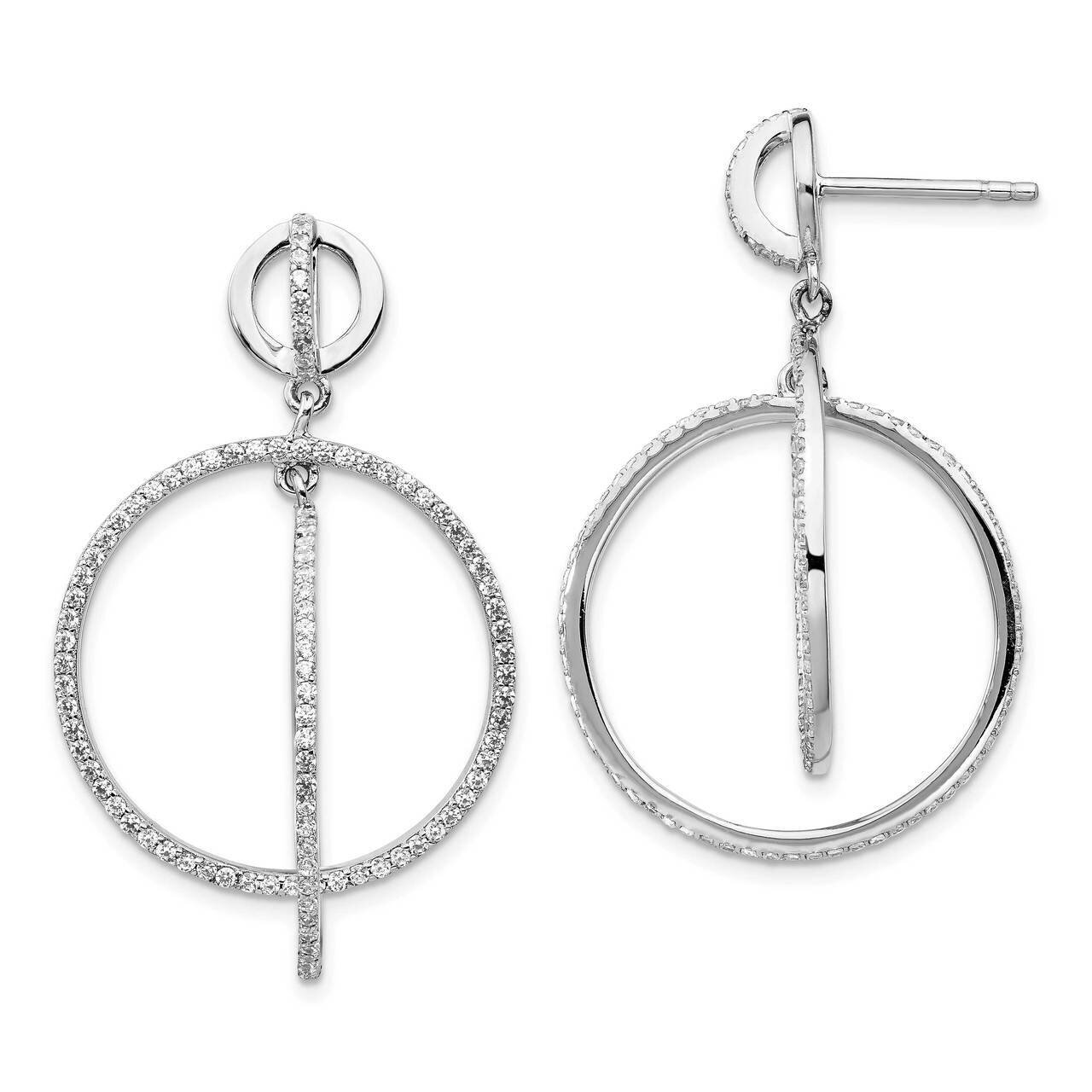 Circles Dangle Post Earrings Sterling Silver Rhodium-plated CZ Diamond QE14412, MPN: QE14412, 88677…