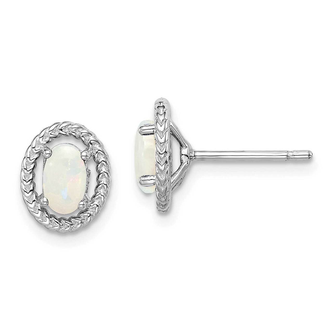 Milky Opal Oval Post Earrings Sterling Silver Rhodium Plated QE14494OCT, MPN: QE14494OCT, 883957331…