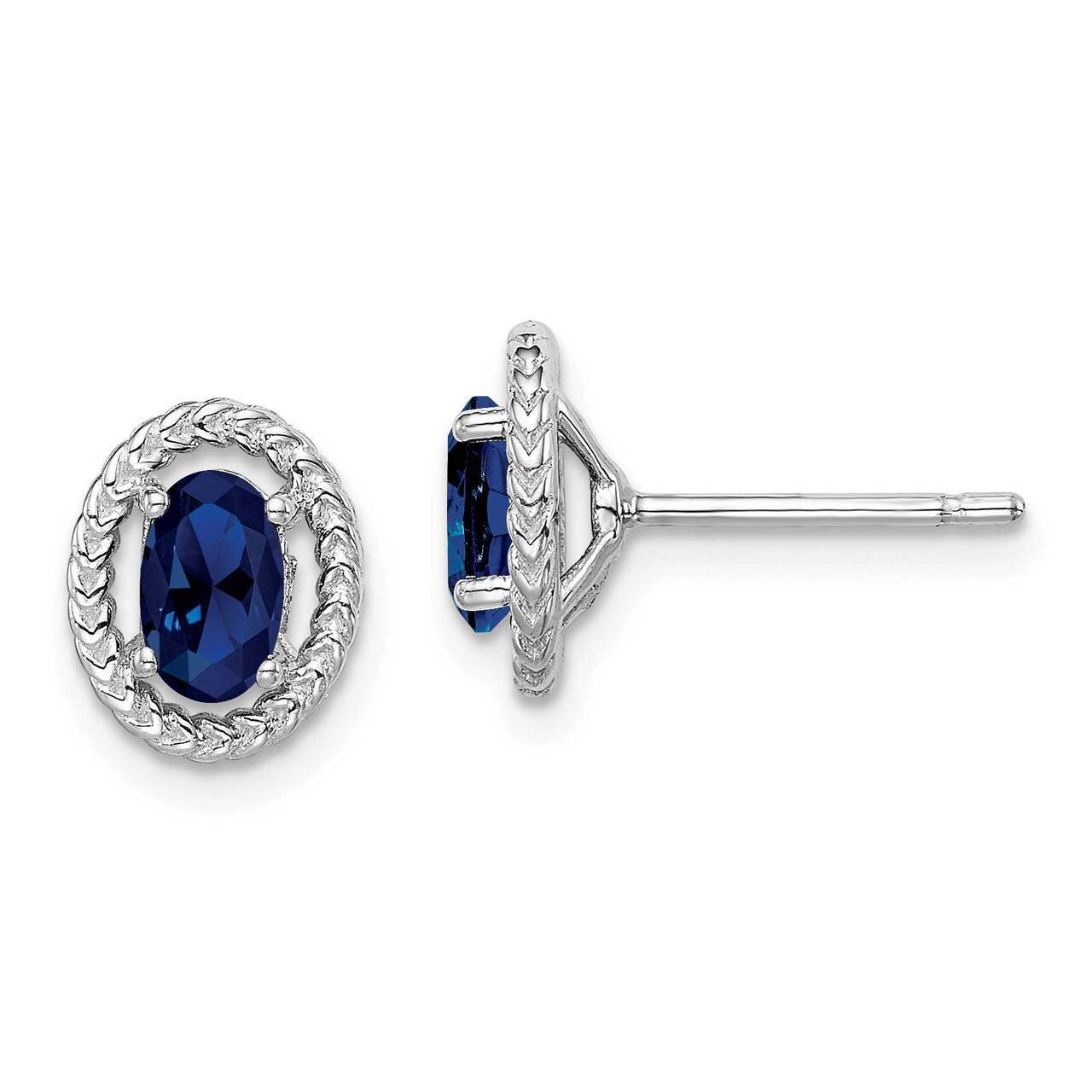 Create Sapphire Oval Post Earrings Sterling Silver Rhodium Plated QE14494SEP, MPN: QE14494SEP, 8839…