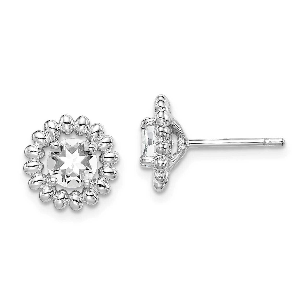 White Topaz Earrings Sterling Silver Rhodium Plated QE14495APR, MPN: QE14495APR, 883957813363