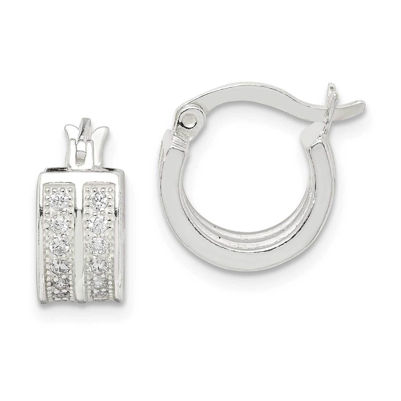 Hoop Earrings Sterling Silver CZ Diamond QE14552, MPN: QE14552, 883957970479