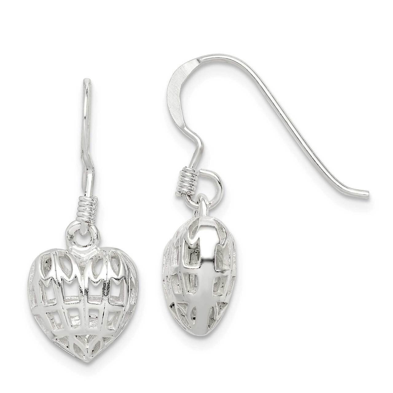 Heart Dangle Earrings Sterling Silver QE14585, MPN: QE14585, 886774031002
