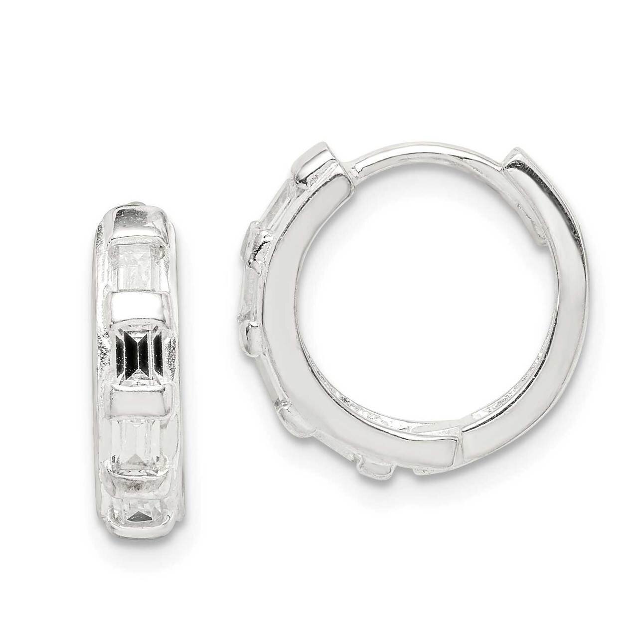 Hinged Hoop Earrings Sterling Silver CZ Diamond QE14611, MPN: QE14611, 883957868158