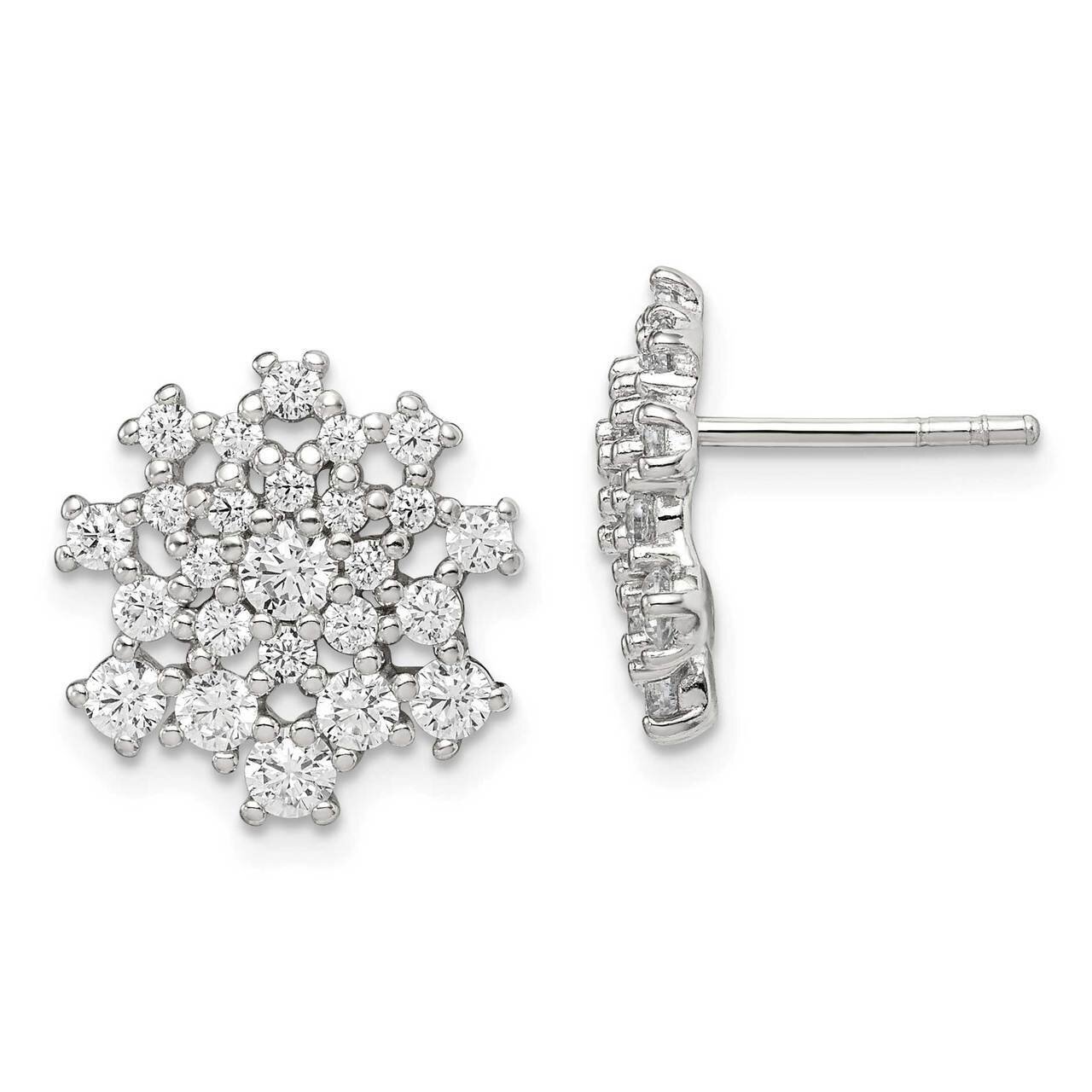 Cluster Post Earrings Sterling Silver CZ Diamond QE14628