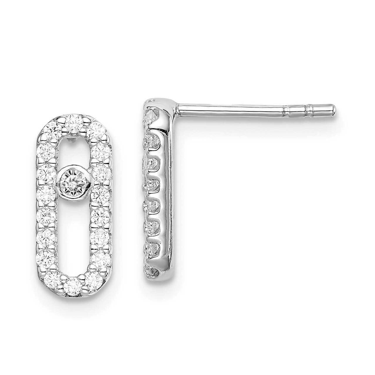 Earrings Sterling Silver Rhodium Plated CZ Diamond QE14656, MPN: QE14656, 883957044873