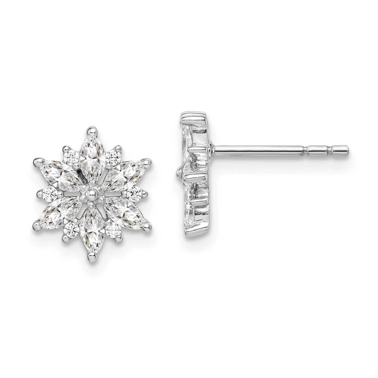 Earrings Sterling Silver Rhodium-plated CZ Diamond QE14659