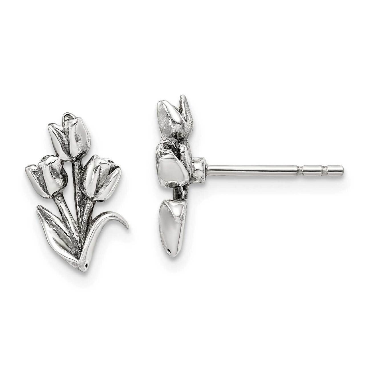 Tulip Post Earrings Sterling Silver Antiqued QE14675, MPN: QE14675, 883957325309