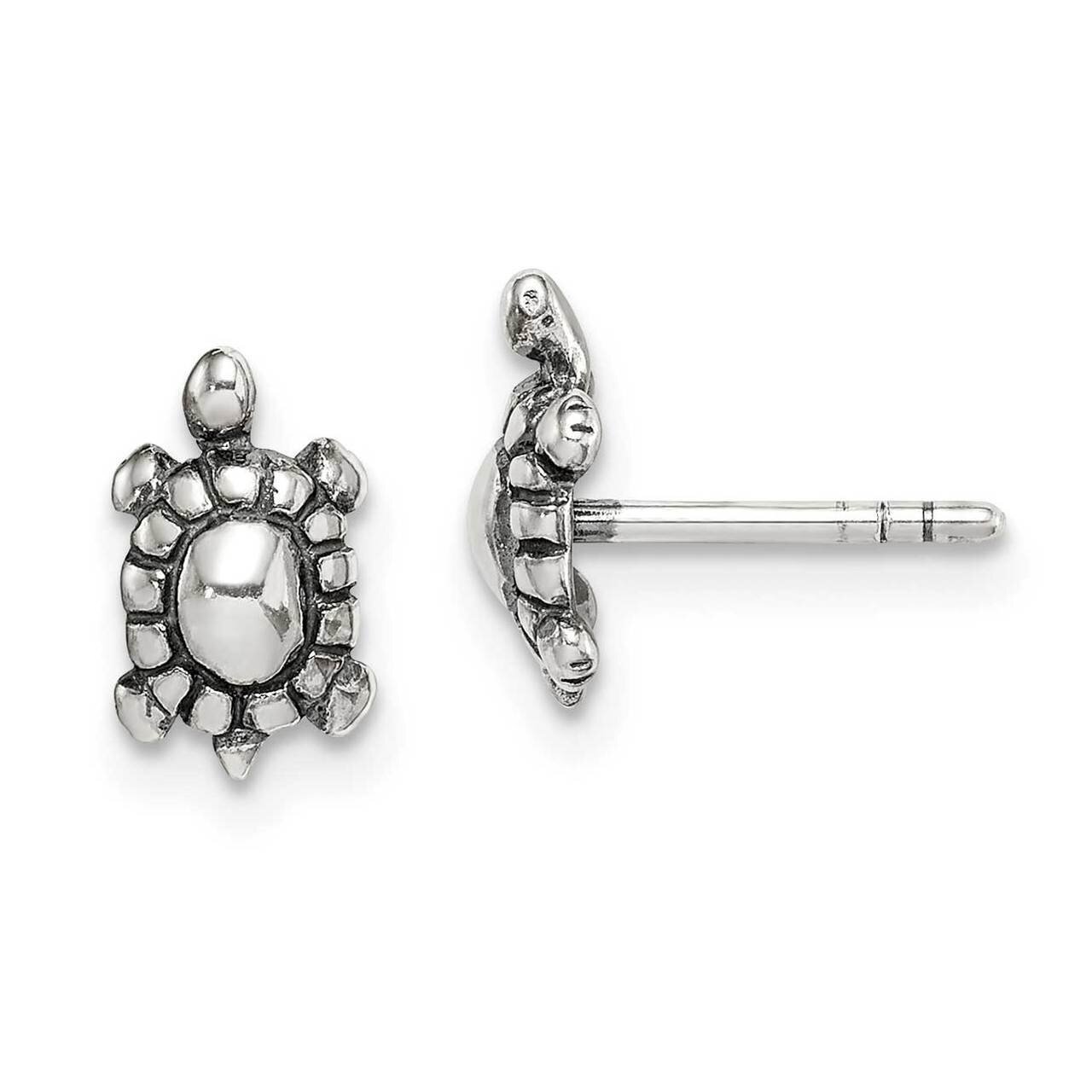 Oxidized Turtle Post Earrings Sterling Silver QE14704, MPN: QE14704, 883957937489