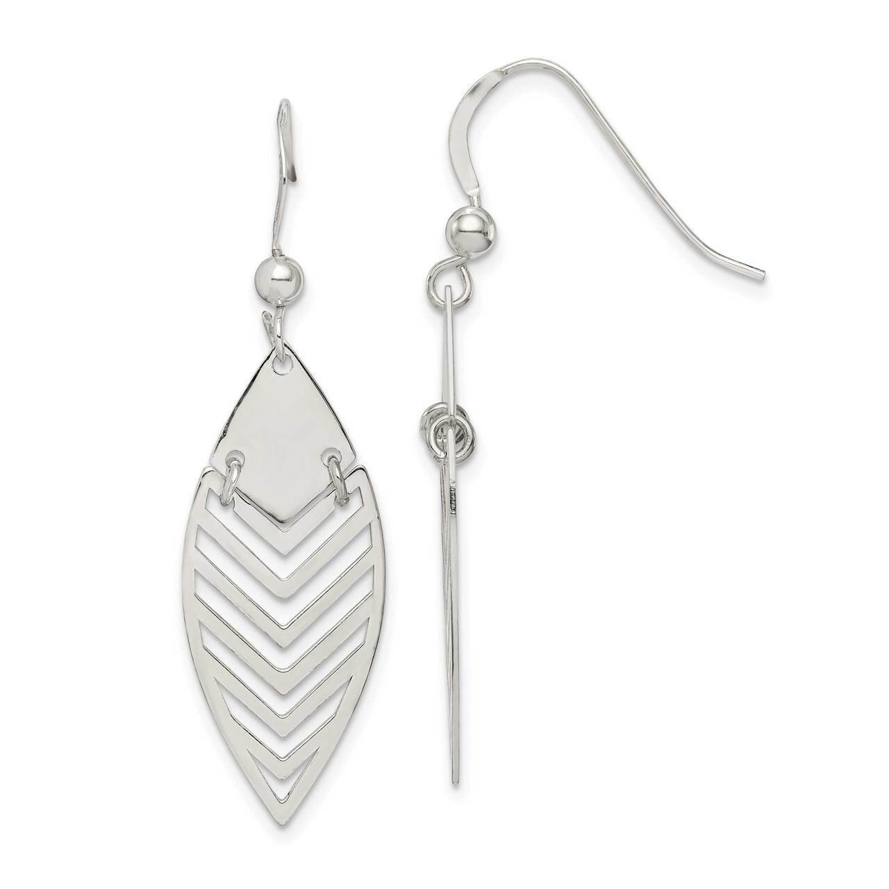 Leaf Dangle Earrings Sterling Silver Polished QE14705, MPN: QE14705, 886774049151