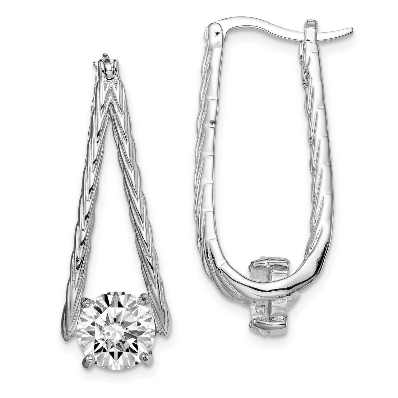 Hoop Earrings Sterling Silver Rhodium-plated CZ Diamond QE14766