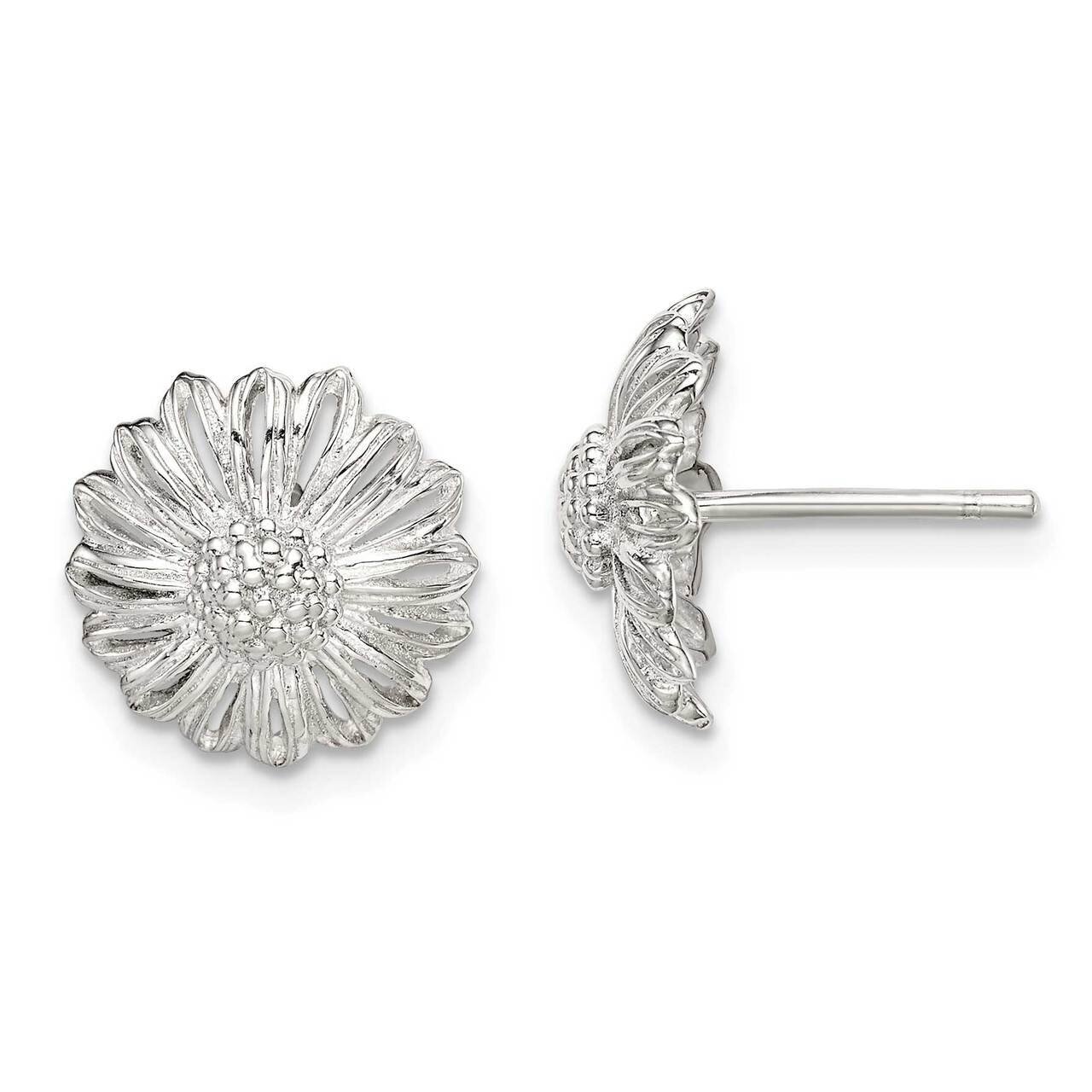Sunflower Post Earrings Sterling Silver Antiqued QE14771