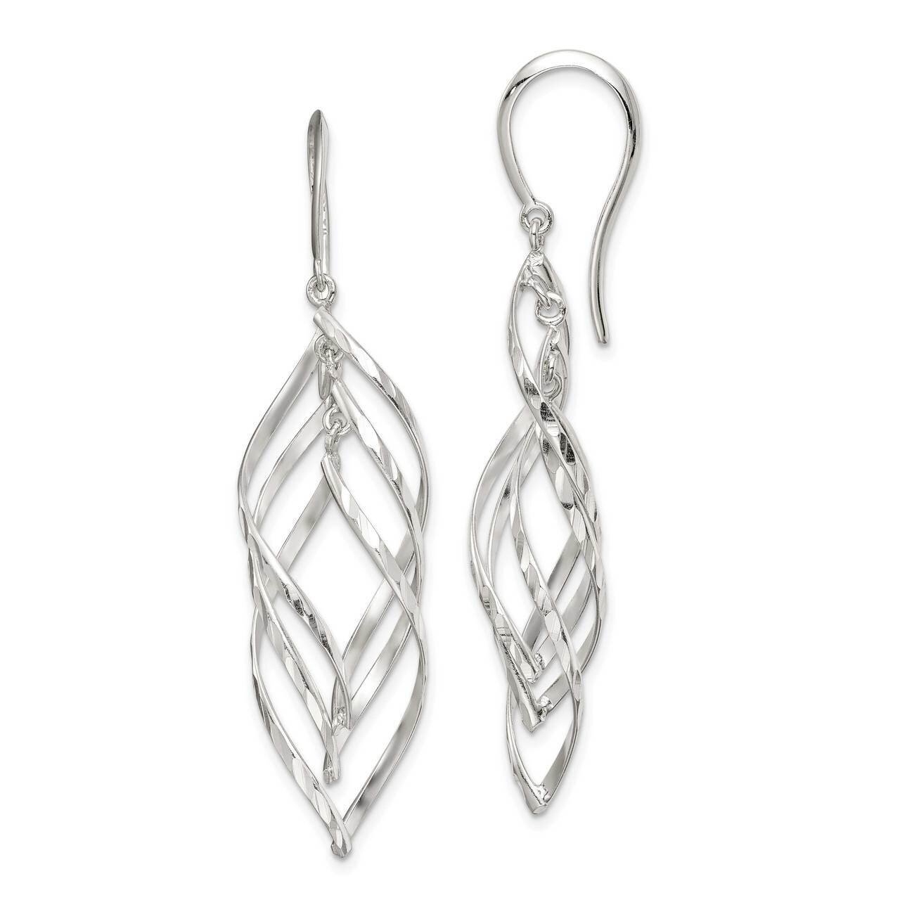 Fancy Diamond-cut Dangle Earrings Sterling Silver QE14807, MPN: QE14807, 883957156965
