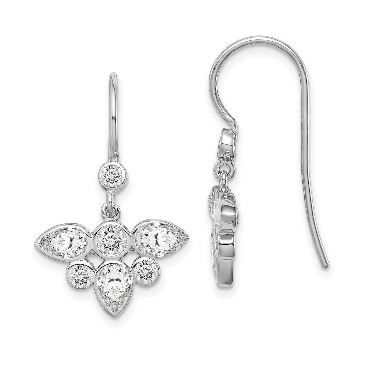 Dangle Earrings Sterling Silver Rhodium Plated CZ Diamond QE14816, MPN: QE14816, 886774096773